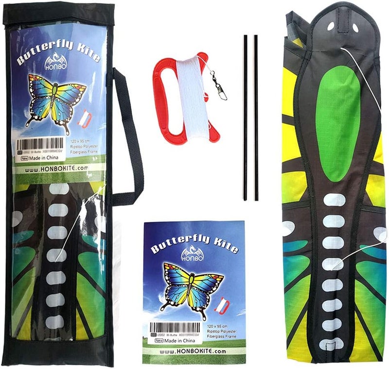 Honbo Butterfly Kites for Kids & Adults,55" x 28" Large Beginner Kite for Kids Ages 4-8,Easy to Fly for Beginners, Each Kite with 300ft Line Handle,Beach Kites for Outdoor Activities & Family Trip - Image 2